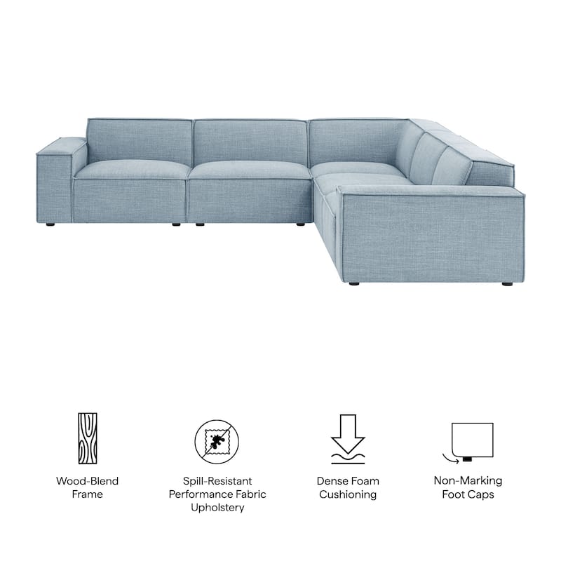 Restore 5-Piece Performance Fabric Upholstered Modular L-Shaped Sofa