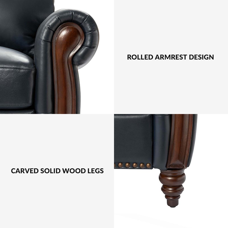 Eduard 84" Traditional Genuine Leather Sofa with Carved Wood Legs by HULALA HOME