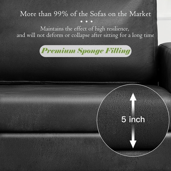 dimension image slide 0 of 7, AECOJOY 79" Faux Leather Couch for Living Room, Loveseat Small Sofa, Indoor Modern Sofa for Apartment Office