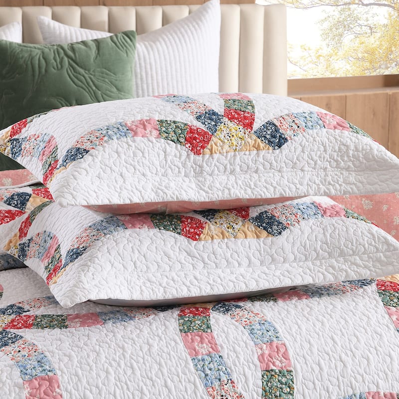 3 Pcs Cotton Patchwork Quilt Bedspread Set