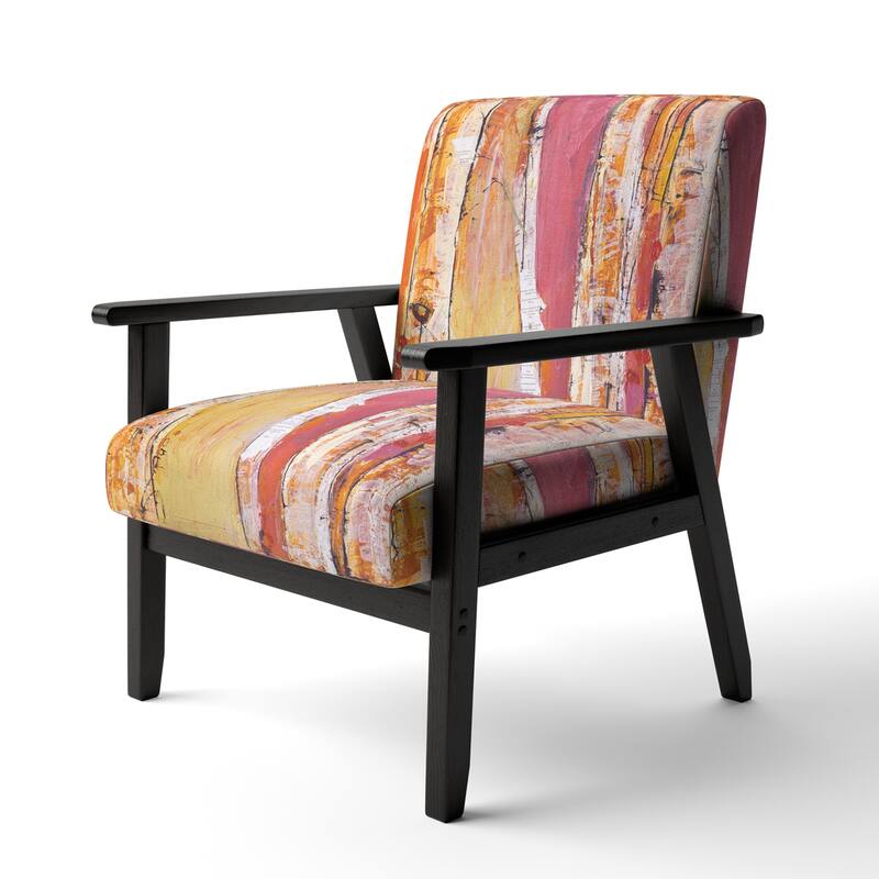 Designart "Orange Glam Natural Wood" Upholstered Traditional Accent Chair - Arm Chair - Arm Chair