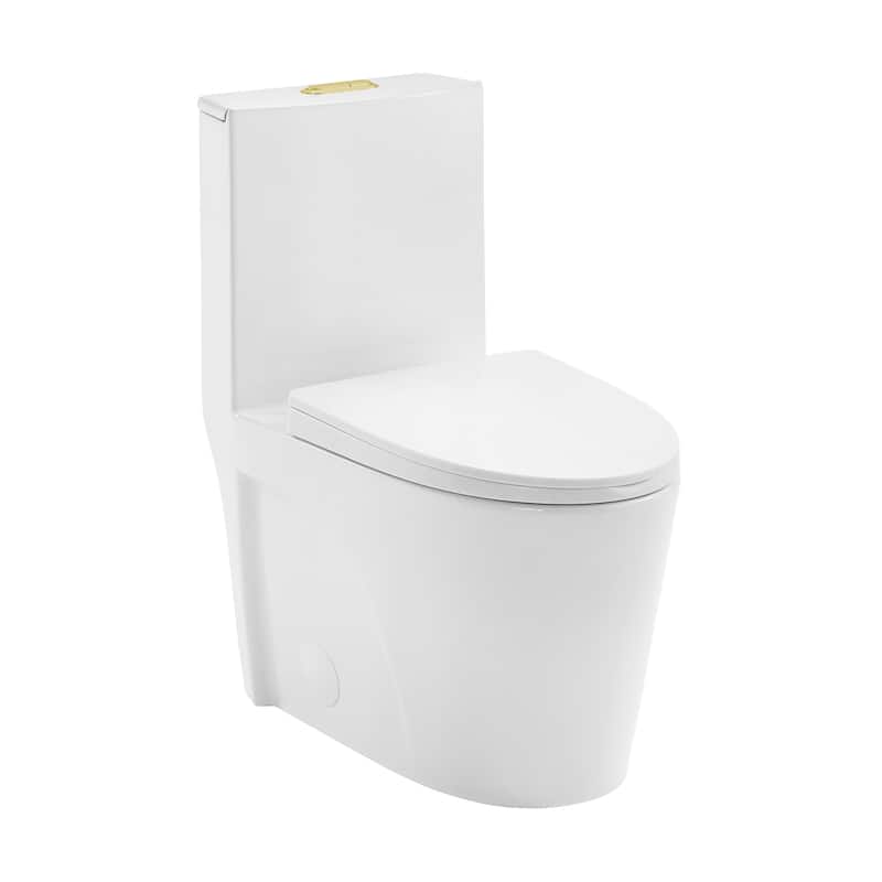 Angers One Piece Elongated Toilet Dual Vortex Flush, Gold Hardware - 27" x 15.15" 31.2"