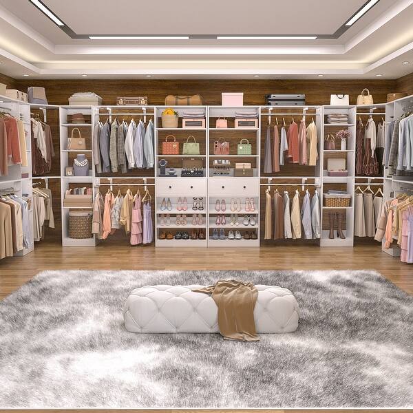 Set of 3 Freestanding Corner Closet System Set, Garment Rack Wardrobe Closet Organizer for Walk-in/ Reach-in Closet
