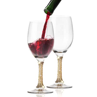 Berkware Crystal Wine Glass with Gold or Silver Stem - 3" x 8"