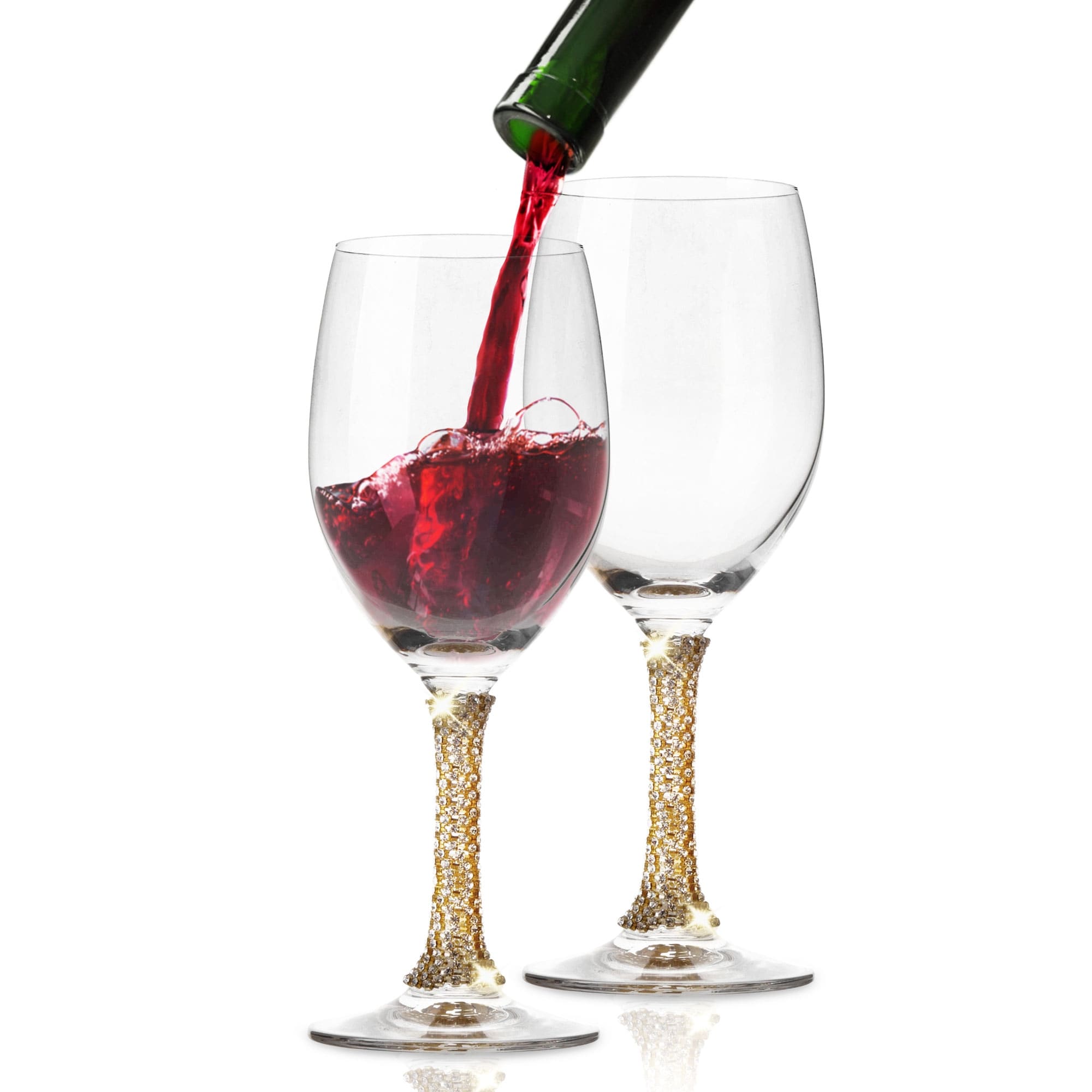 Berkware Crystal Wine Glass with Gold or Silver Stem - 3" x 8"