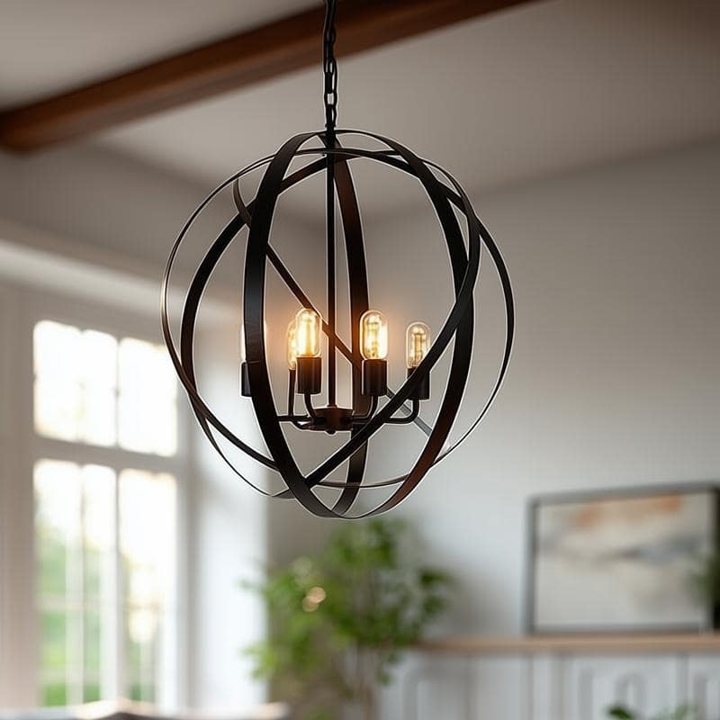 Tira 6-Light Orb Chandelier in Matte Black finish - 29.1 x 29.1 x 27.7