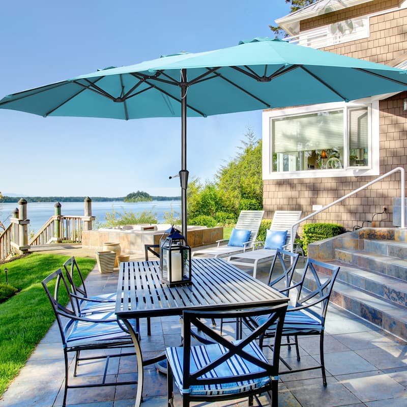 Ainfox 15Ft Patio Umbrella with Crank Without Base - Blue