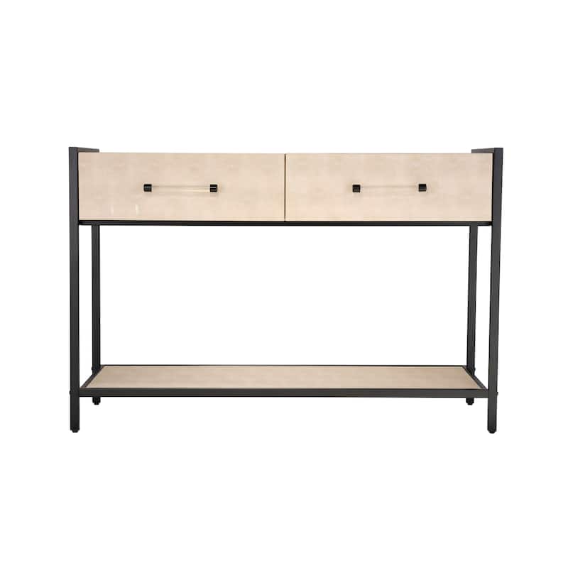Alden Decor Monaco Faux Shagreen 2-Drawer Console, Taupe