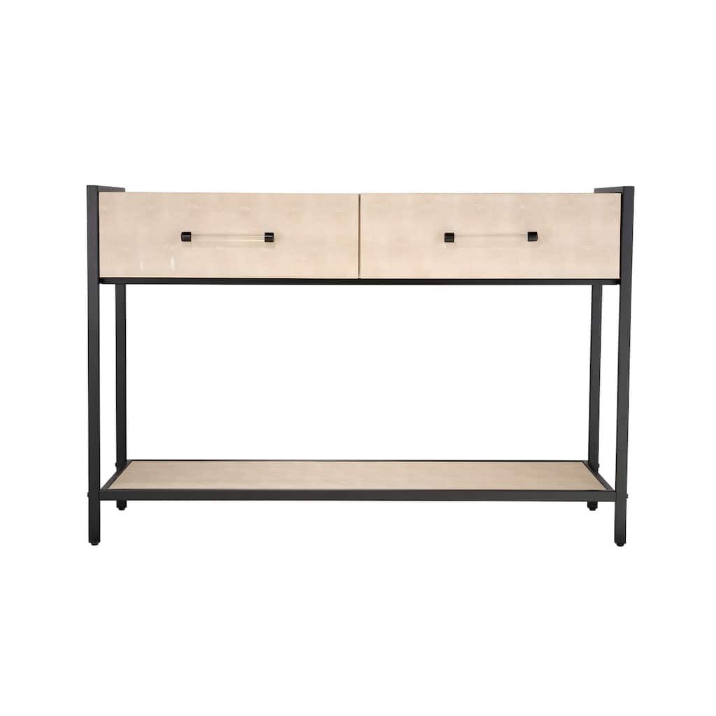 Alden Decor Monaco Faux Shagreen 2-Drawer Console, Taupe
