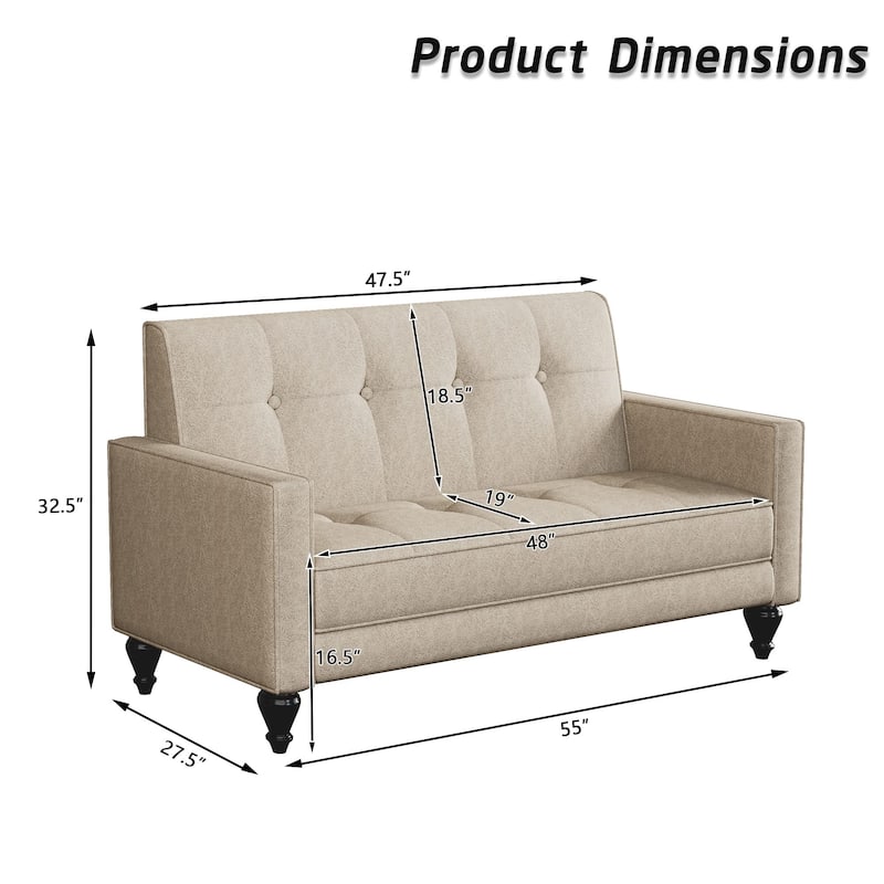 Love Seat Mini Couch Small Settee Loveseat Bench for Living Room Small Spaces, Upholstered Small Loveseat Sofa Couches with