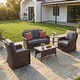 preview thumbnail 2 of 24, 5-Piece Outdoor Rattan Seating Set with Swivel Chairs & Coffee Table