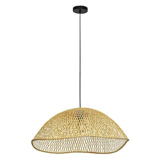 Sambucona - 1-Light Pendant - Matte Black Finish - Wicker Shade