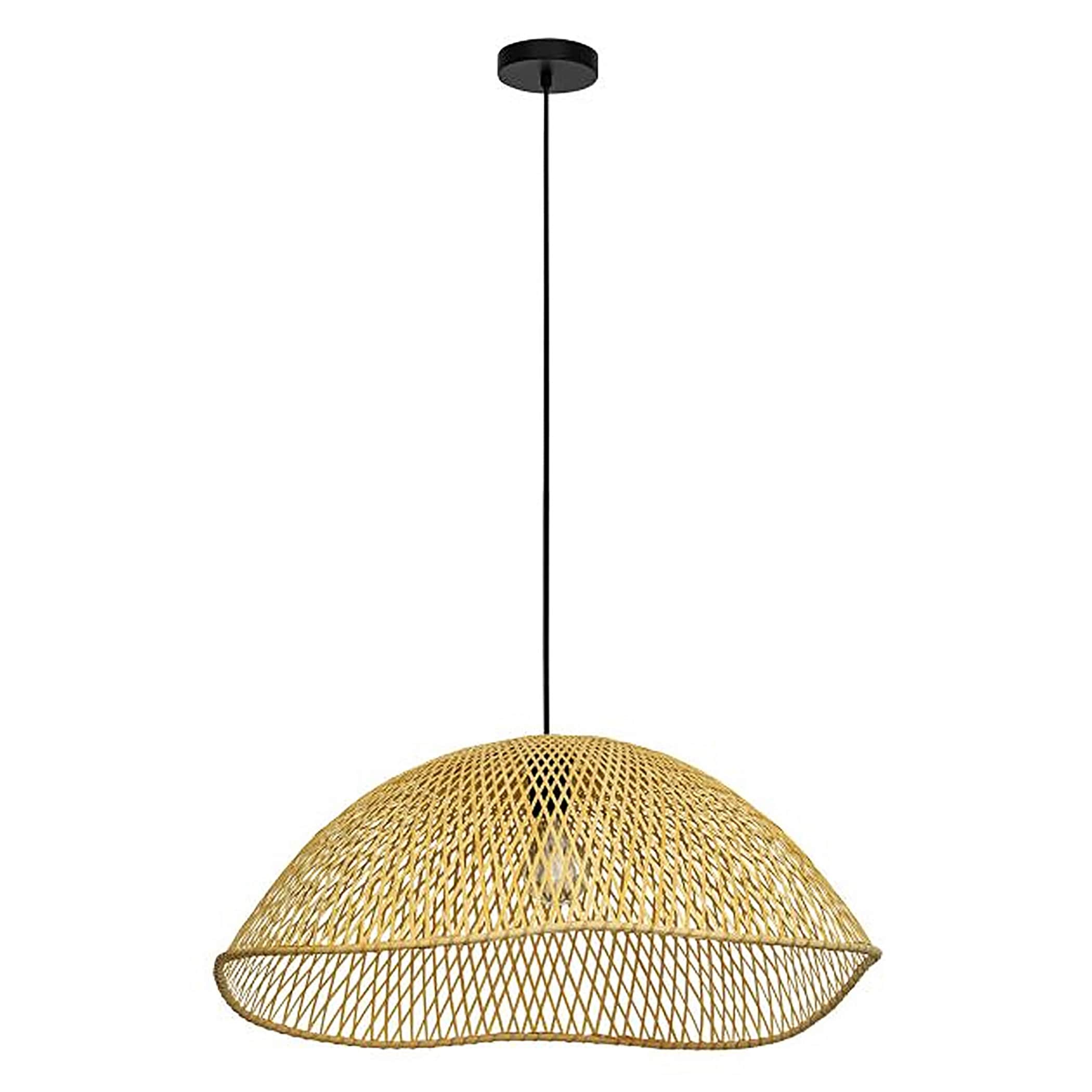 Sambucona - 1-Light Pendant - Matte Black Finish - Wicker Shade