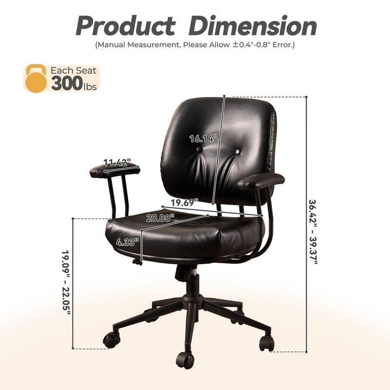 HOOOWOOO Modern Office Chair Adjustable Swivel Task Chair
