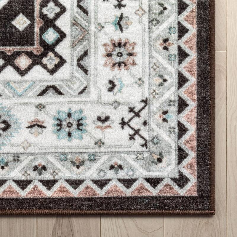 Well Woven Kings Court Kama Tribal Medallion Washable Low Pile Rug