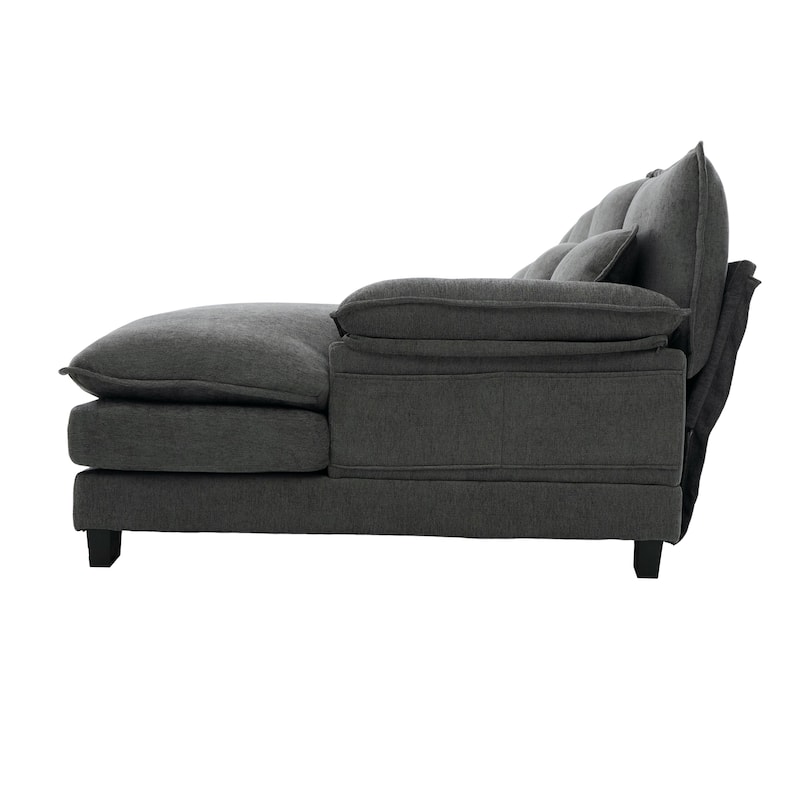 Symmetrical Chenille Upholstered Sectional Sofa U-shaped Cloud Couch with Double Chaise, Side Pockets and Double-layer Cushions