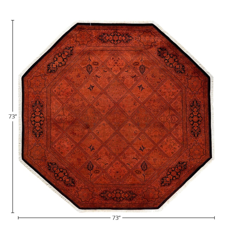 Fine Vibrance, One-of-a-Kind Hand-Knotted Area Rug - Orange, 6' 1" x 6' 1" - 6' 1" x 6' 1"