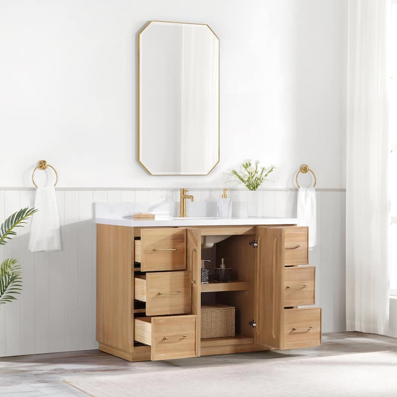 Karachi Bath Vanity with White Grain Stone Top, no Mirror