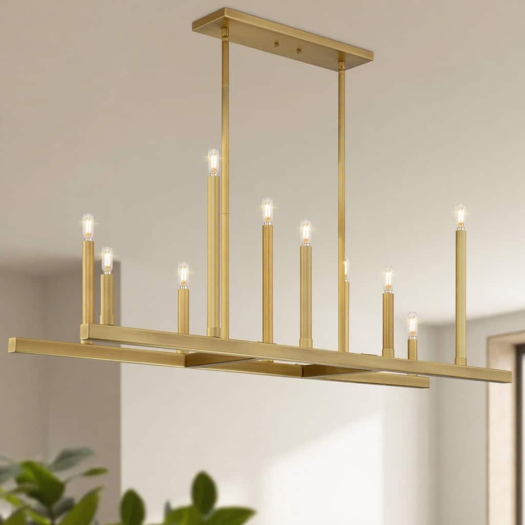 10 - Light Dimmable Modern Linear Kitchen Island Chandelier - 48.2 in