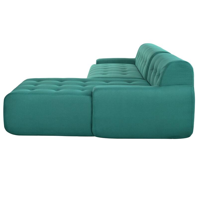 107" Polyester Mesh L-Shape Modular Sectional Sofa with Deep Seating and Pocket Spring Cushions