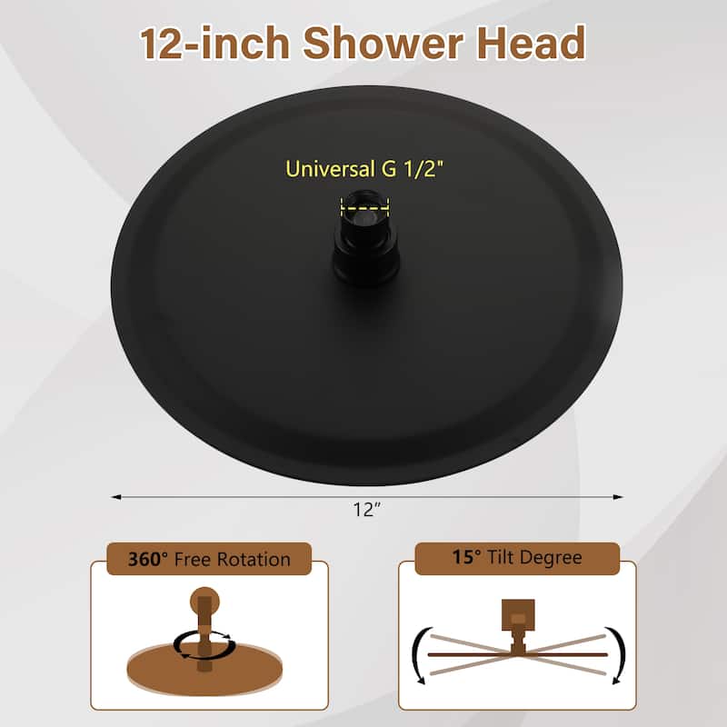 1-Spray Pattern with 2.5 GPM Round Ceiling Mount Rain Fixed Shower Head