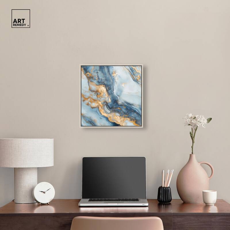 Golden Cloud Marble Canvas by Art Remedy