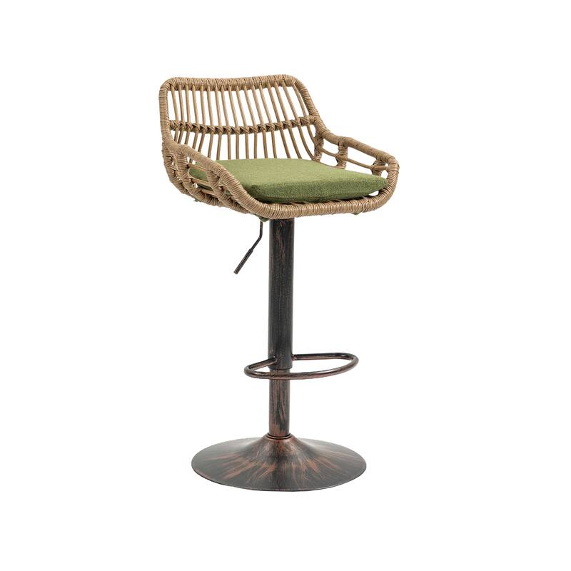 Set of 2 Swivel Bar Stools Adjustable Counter Height with Footrest
