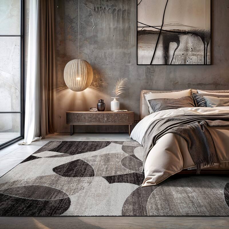 Contemporary Distressed Circle Area Rug