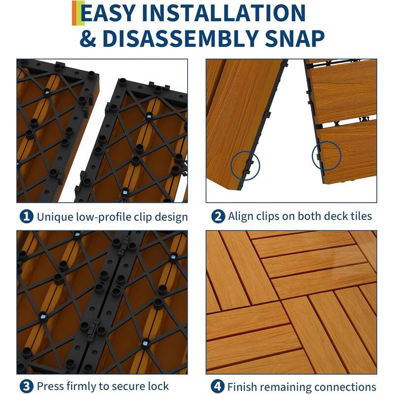 Interlinked-Style Composite Deck Tiles 12"x12"