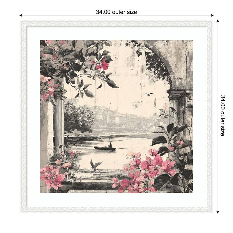 Peacock Mughal Mural Designs No. 5 by Tradelink inhouse artist Wood Framed Wall Art Print - White