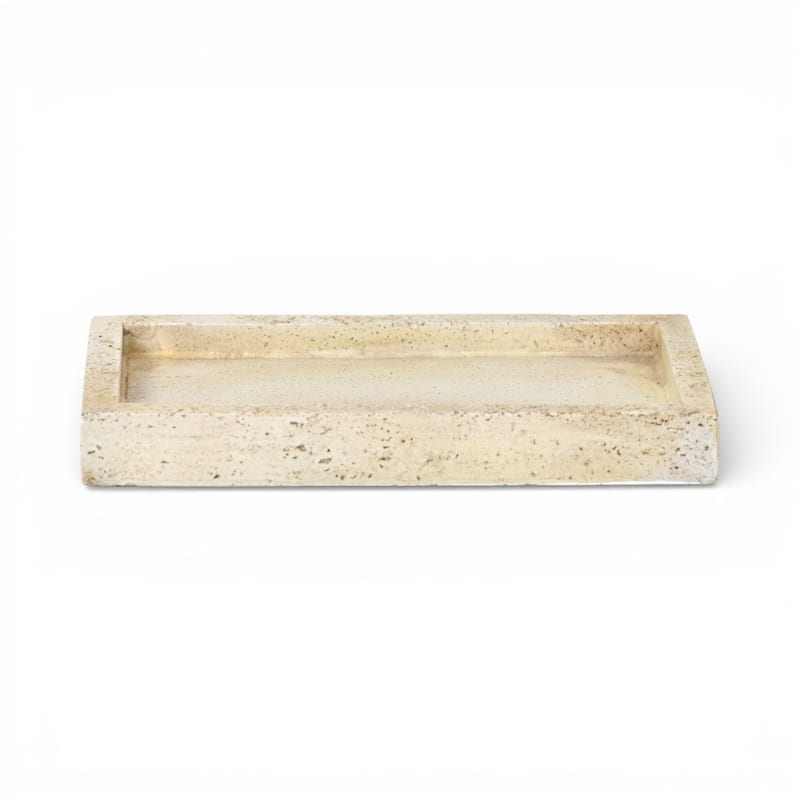 Avice 9.75" Beige Stone Style MGO Decorative Rectangle Tray