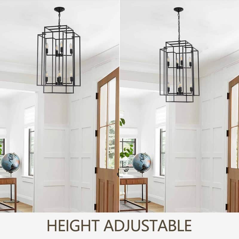 Industrial 8-Lights Hanging Chandelier Tiered Pendant Light Fixtures for Entryway, Foyer,Kitchen Island