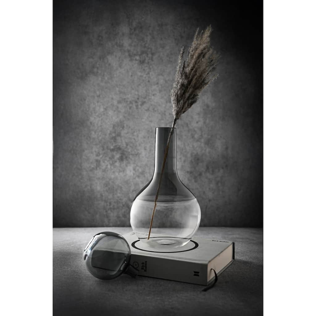 Glass Globe Bottle Vase - 11" - Clear and Gray