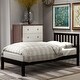 preview thumbnail 1 of 7, Twin Size Solid Wooden Construction Platform Bed with Headboard/Wood Slat Support Black