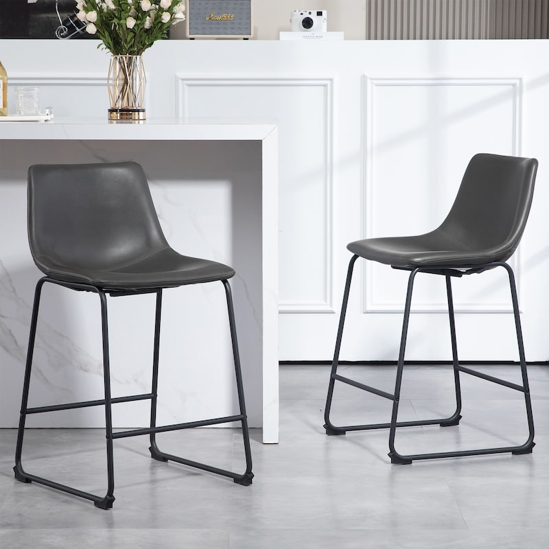 Carbon Loft Richard Faux Leather and Iron Counter Stool (Set of 2)