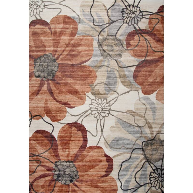 Qorep Distressed Floral Traditional Stain Resistant Woven Durable Area Rug By HomeRoots
