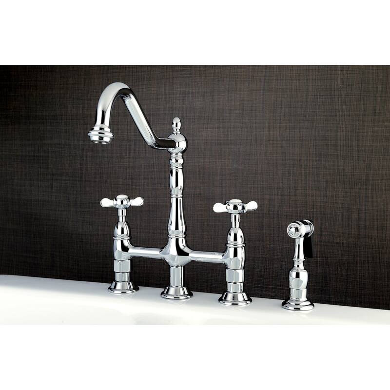 Kingston Brass Essex Bridge Kitchen Faucet with Brass Sprayer