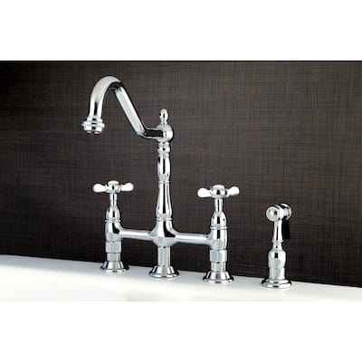 Kingston Brass Essex Bridge Kitchen Faucet with Brass Sprayer