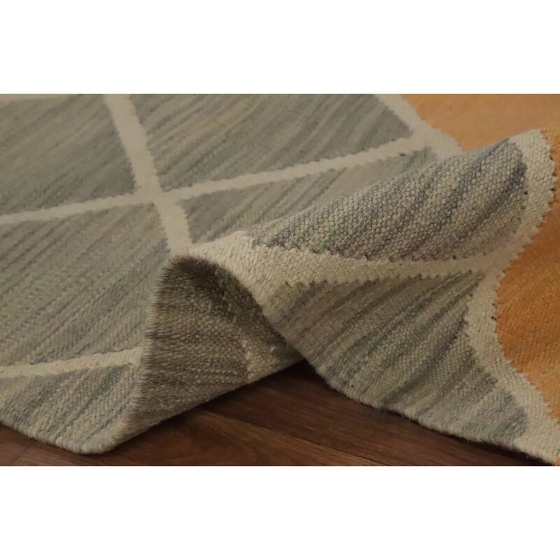 Hand Woven Oriental 100% Wool Carpet Southwestern Modern Greys & Charcoal Kilim Area Rug - 9' 6'' X 6' 6''