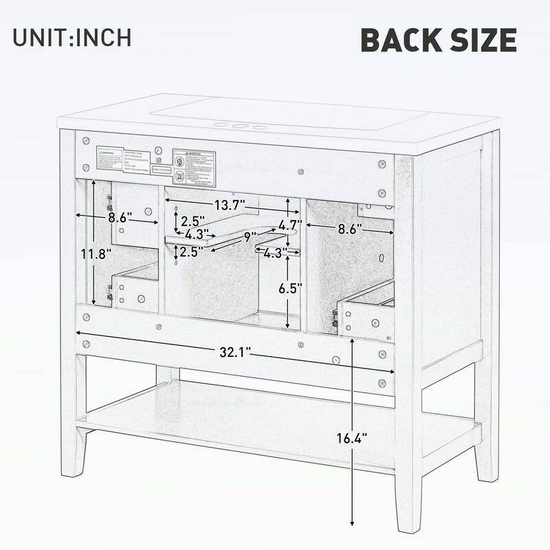 Bathroom Vanity with Sink,Cabinet,and Drawers,Open Shelf