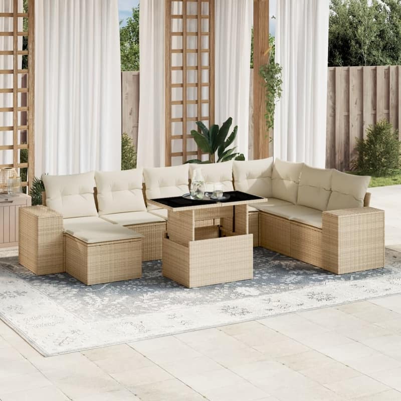 vidaXL Garden Sofa Set - Beige and cream without storage