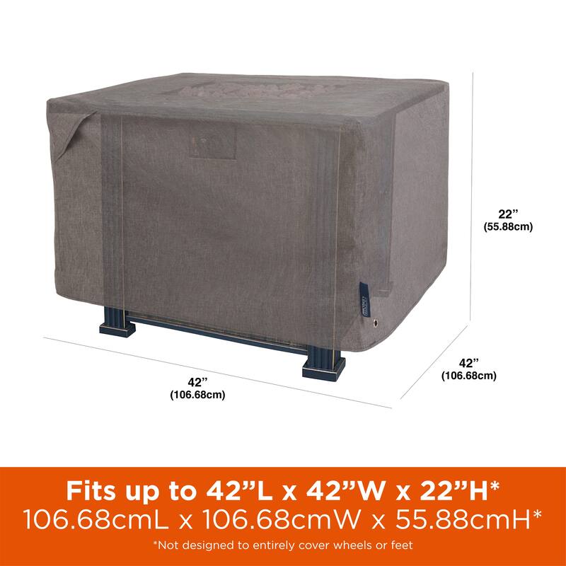 Modern Leisure Garrison Waterproof Patio Firepit Table Cover (42 W x 42 D x 22 H) Heather Gray, Model