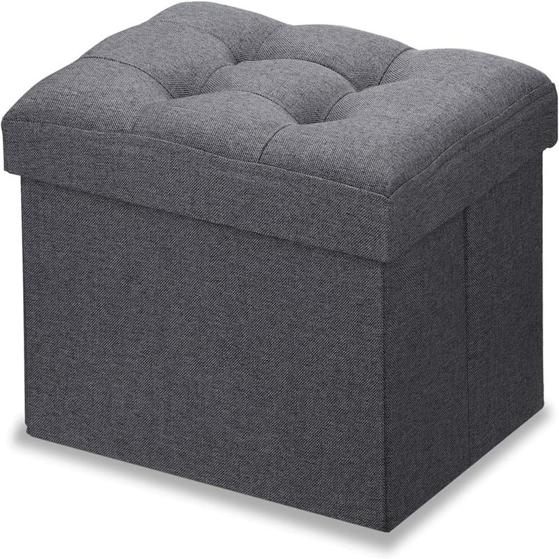 Small Storage Ottoman Stool Foot Rest - Grey