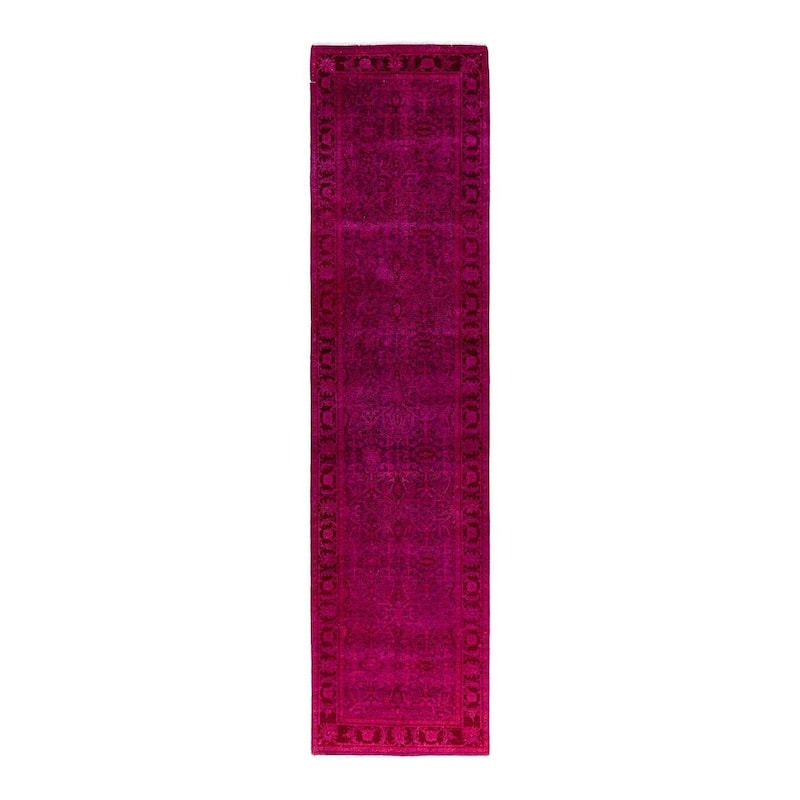 Fine Vibrance One-of-a-Kind Hand-Knotted Runner Rug - Pink, 2' 7" x 10' 9" - 2' 7" x 10' 9"