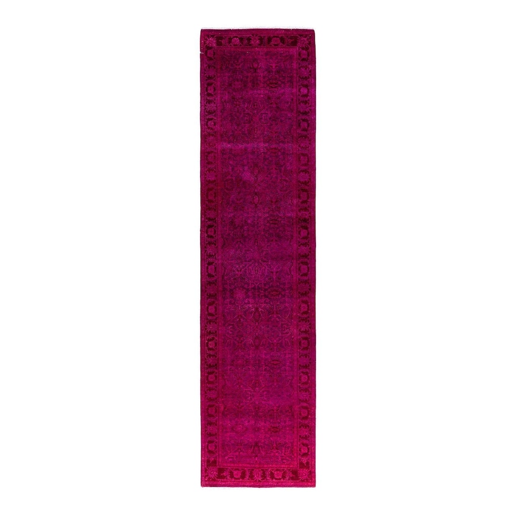 Fine Vibrance One-of-a-Kind Hand-Knotted Runner Rug - Pink, 2' 7" x 10' 9" - 2' 7" x 10' 9"