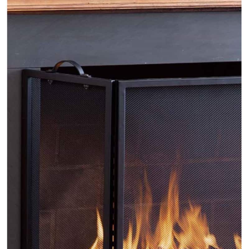 Classic Tri-Fold Flat-Guard Fire Screen - Black