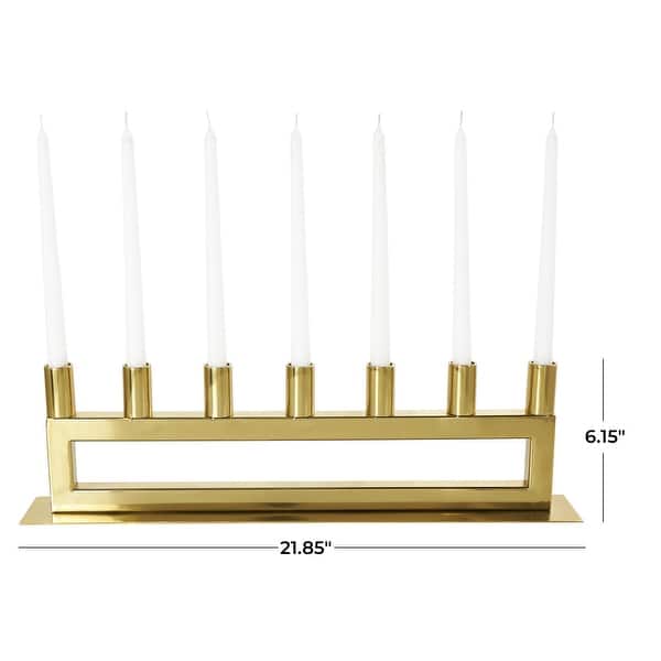 Gold Stainless Steel Metal 7 Candle Candelabra with Rectangular Frame ...
