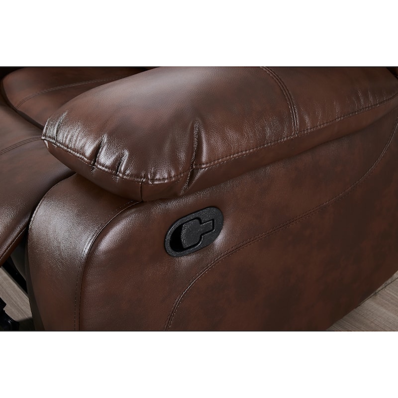 Betsy Furniture 3 Piece Bonded Leather Reclining Living Room Set, Sofa, Loveseat and Glider Chair