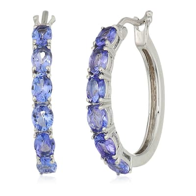 925 Sterling Silver Tanzanite Hoop Earrings