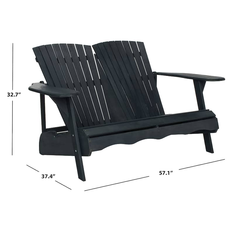 SAFAVIEH Outdoor Fanie Adirondack Acacia Wood Bench - 57Wx37Dx33H